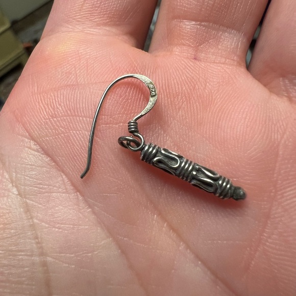 Vintage Silver 925 Stamped Detailed Dangle Earrings - Picture 7 of 8